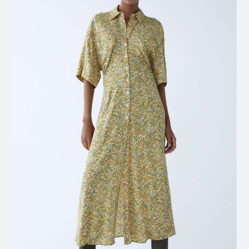 Zara Yellow Floral Long Sleeve Dress